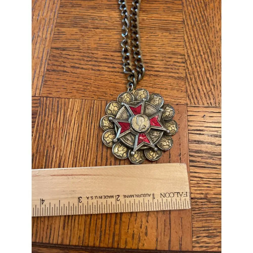 Costume jewelry gold tone coin statement piece